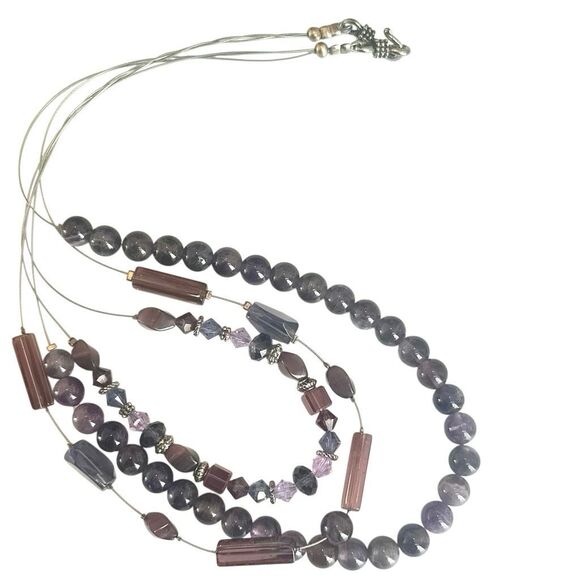 Artisan Amethyst & Crystal Three-Strand Necklace - Picture 8 of 9